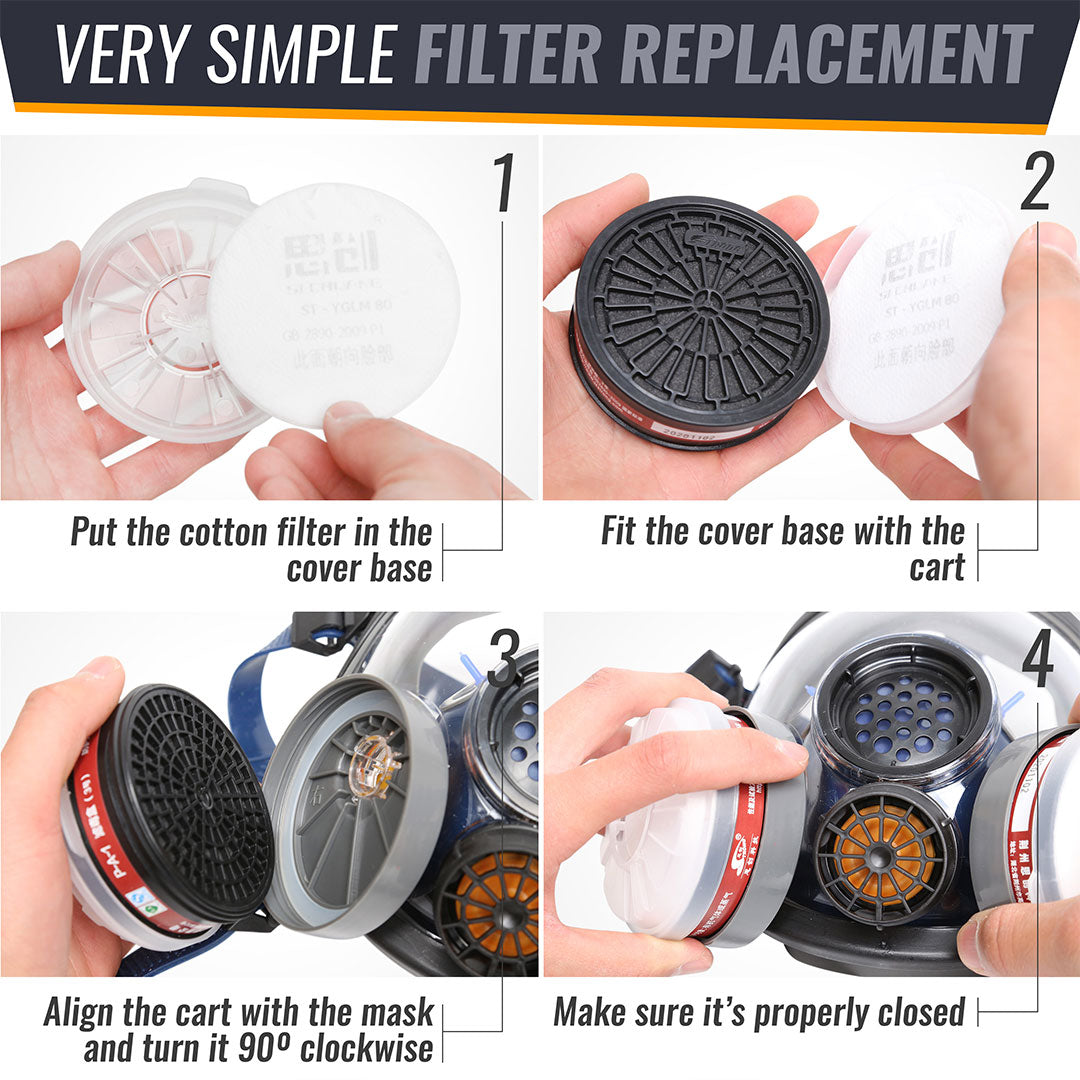 Step-by-step guide on how to replace a filter with close-up shots of hands performing actions.