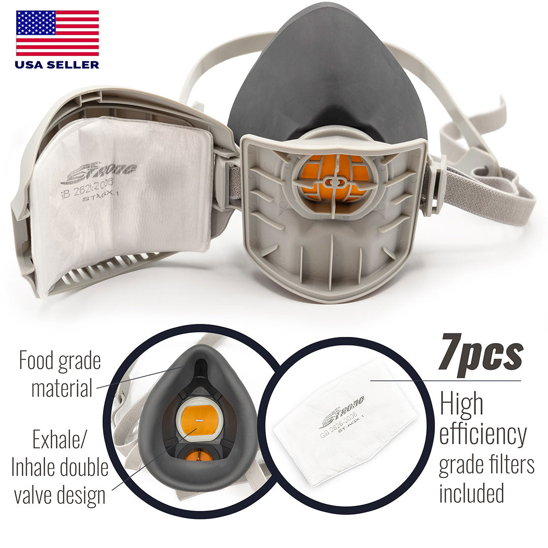 TS-AX Reusable Half Mask Respirator – with 7 PM2.5 Filters
