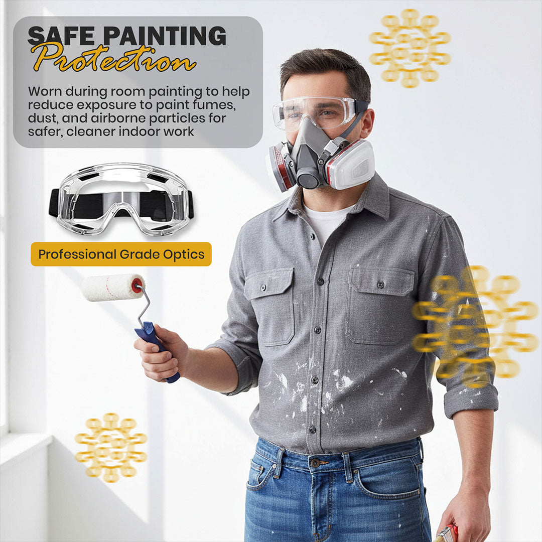 TS-M101 Respirator Mask + Safety Goggle Set – with 10 Replacement Filters