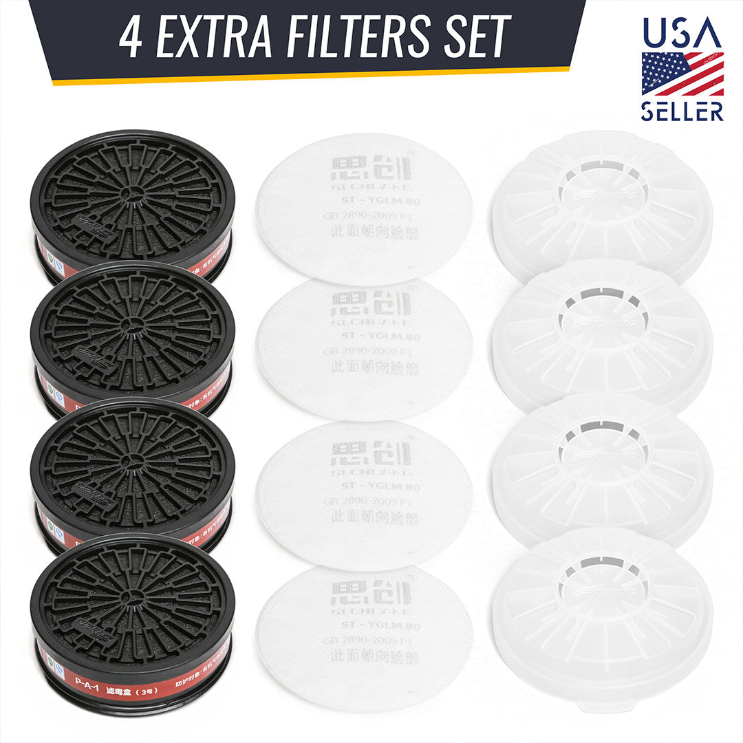 Set of 4 extra filters with black and white design, labeled 'USA Seller'.