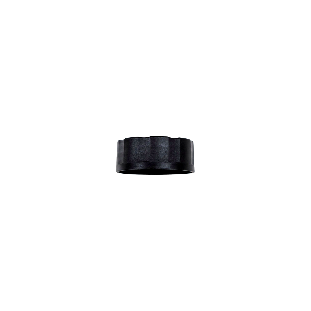 Black rubber grommet on a white background