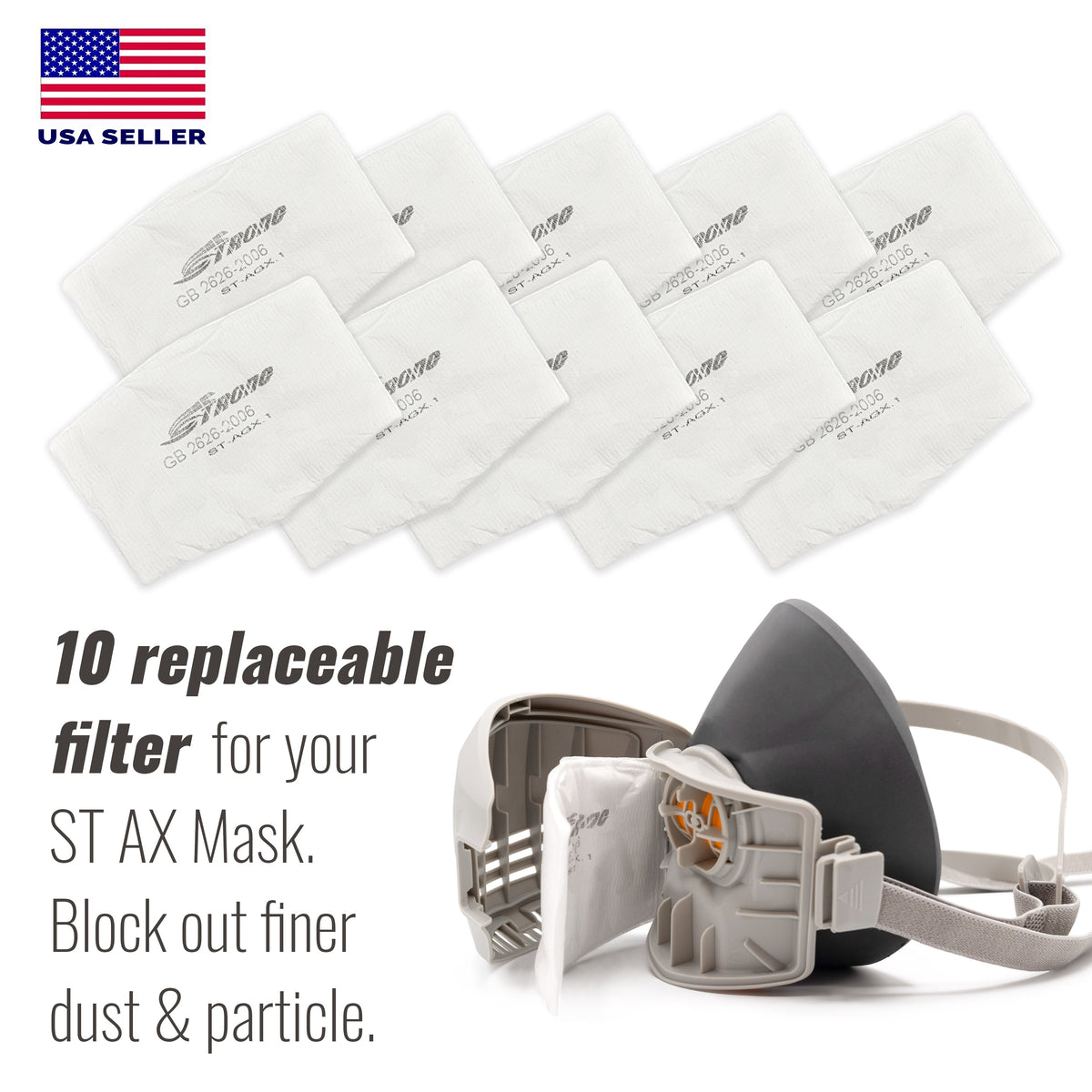 TS-AX-F Filter Pads for TS-AX Mask – 10-Pack, 5-Layer Electrostatic Filtration