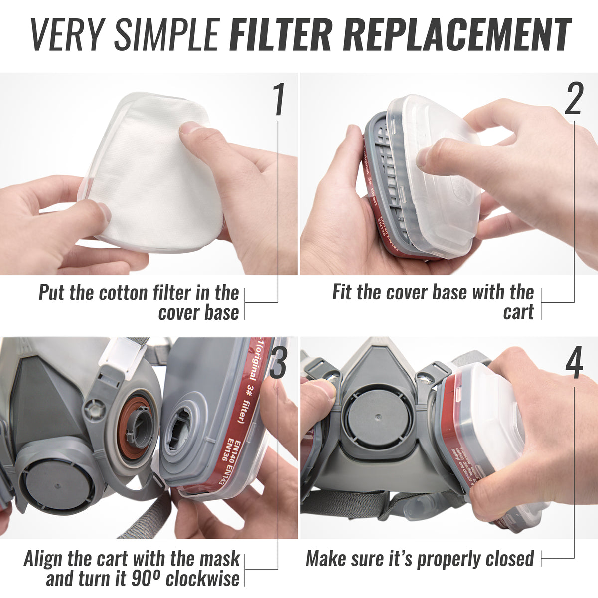 TS-M101 Respirator Mask + Safety Goggle Set – with 10 Replacement Filters