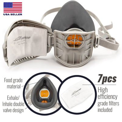 TS-AX Reusable Half Mask Respirator – with 7 PM2.5 Filters