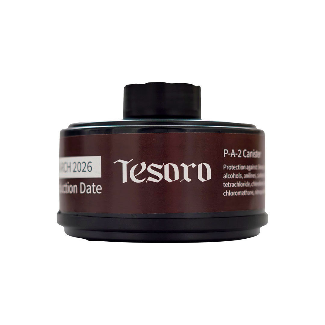 Tesoro container with black lid on a white background