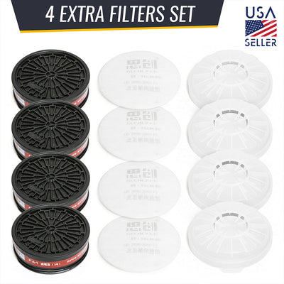 Set of 4 extra filters with black and white design, labeled 'USA Seller'.