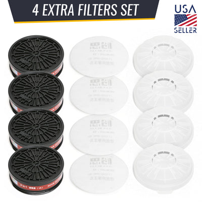 TS-100-F Filter Cartridge Set for TS-100 – 4 Carbon Cartridges + 4 Cotton Pre-Filters